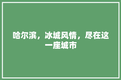 哈尔滨，冰城风情，尽在这一座城市