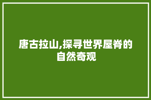 唐古拉山,探寻世界屋脊的自然奇观