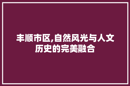 丰顺市区,自然风光与人文历史的完美融合