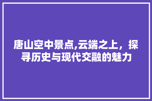 唐山空中景点,云端之上，探寻历史与现代交融的魅力