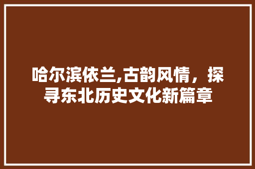 哈尔滨依兰,古韵风情，探寻东北历史文化新篇章