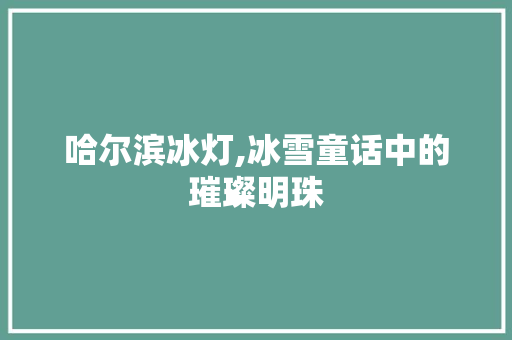 哈尔滨冰灯,冰雪童话中的璀璨明珠