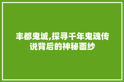 丰都鬼城,探寻千年鬼魂传说背后的神秘面纱