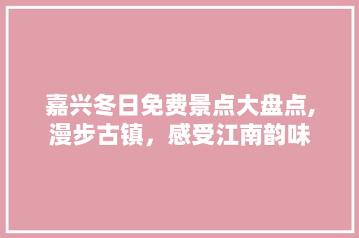 嘉兴冬日免费景点大盘点,漫步古镇，感受江南韵味