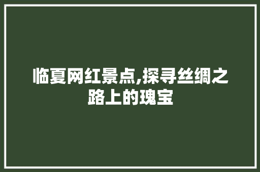 临夏网红景点,探寻丝绸之路上的瑰宝  第1张