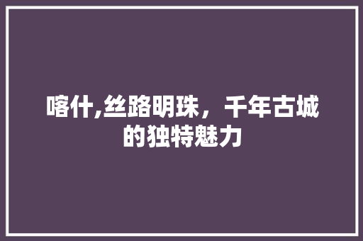 喀什,丝路明珠，千年古城的独特魅力