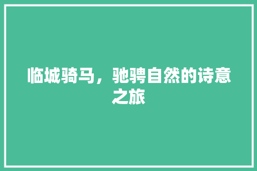 临城骑马，驰骋自然的诗意之旅  第1张