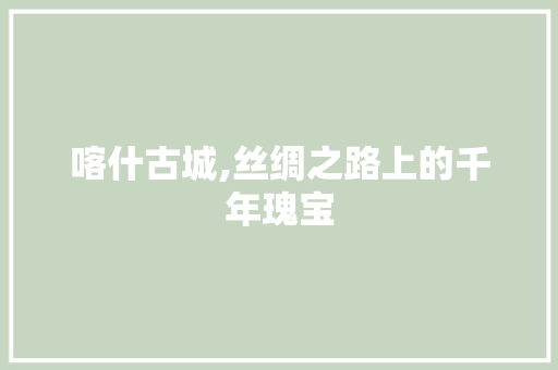 喀什古城,丝绸之路上的千年瑰宝