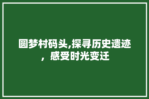 圆梦村码头,探寻历史遗迹，感受时光变迁