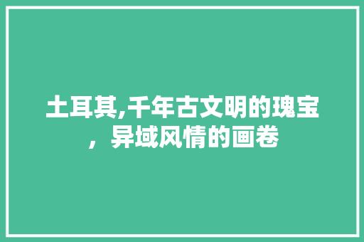 土耳其,千年古文明的瑰宝，异域风情的画卷