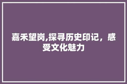 嘉禾望岗,探寻历史印记，感受文化魅力