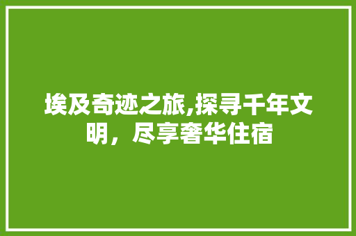 埃及奇迹之旅,探寻千年文明，尽享奢华住宿