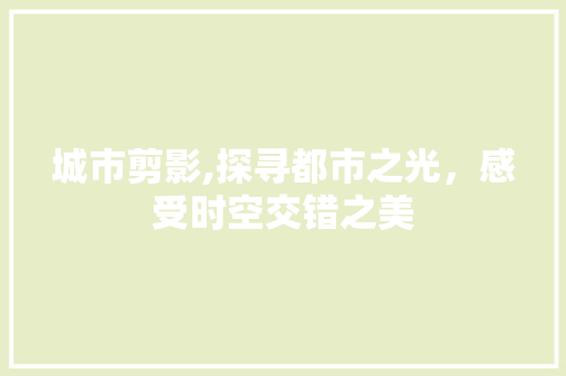 城市剪影,探寻都市之光，感受时空交错之美