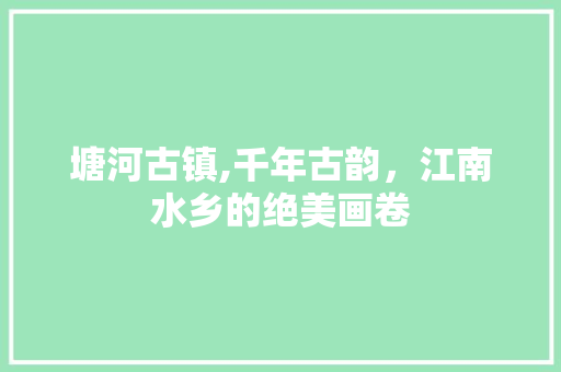 塘河古镇,千年古韵，江南水乡的绝美画卷