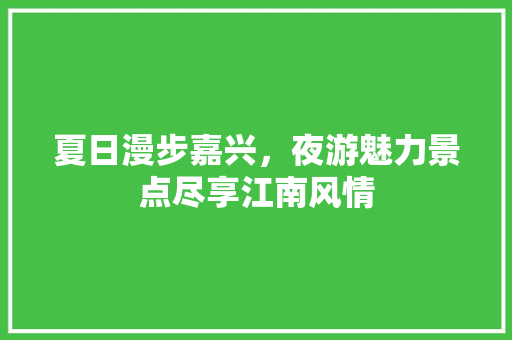 夏日漫步嘉兴，夜游魅力景点尽享江南风情