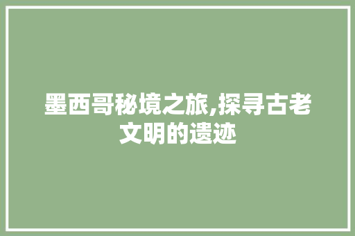 墨西哥秘境之旅,探寻古老文明的遗迹