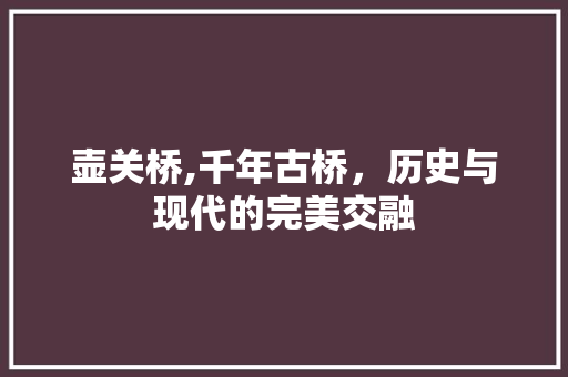 壶关桥,千年古桥，历史与现代的完美交融