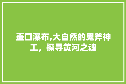 壶口瀑布,大自然的鬼斧神工，探寻黄河之魂