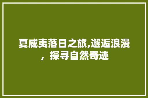 夏威夷落日之旅,邂逅浪漫，探寻自然奇迹