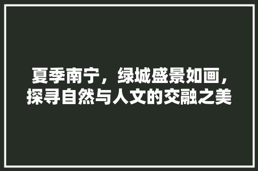 夏季南宁，绿城盛景如画，探寻自然与人文的交融之美