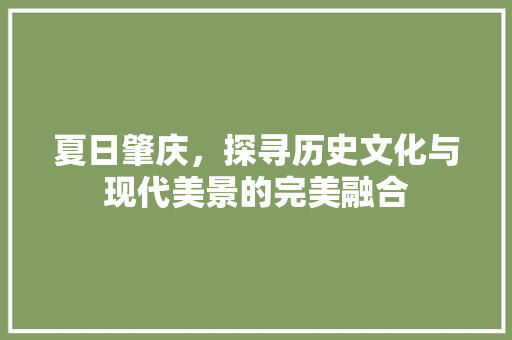 夏日肇庆，探寻历史文化与现代美景的完美融合