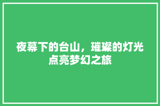 夜幕下的台山，璀璨的灯光点亮梦幻之旅