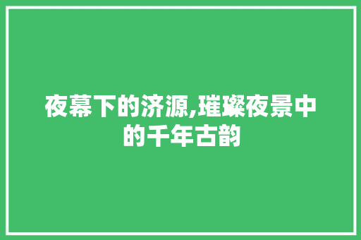 夜幕下的济源,璀璨夜景中的千年古韵