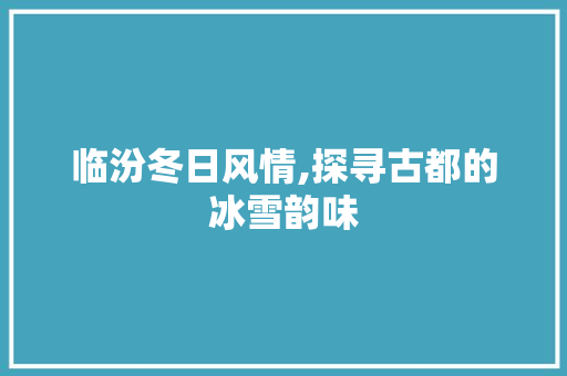 临汾冬日风情,探寻古都的冰雪韵味  第1张