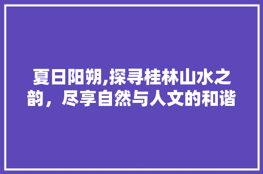 夏日阳朔,探寻桂林山水之韵，尽享自然与人文的和谐交响