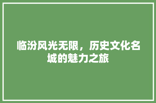 临汾风光无限，历史文化名城的魅力之旅  第1张