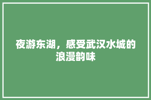 夜游东湖，感受武汉水城的浪漫韵味