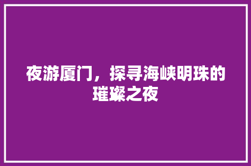 夜游厦门，探寻海峡明珠的璀璨之夜