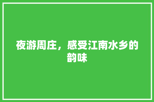 夜游周庄，感受江南水乡的韵味