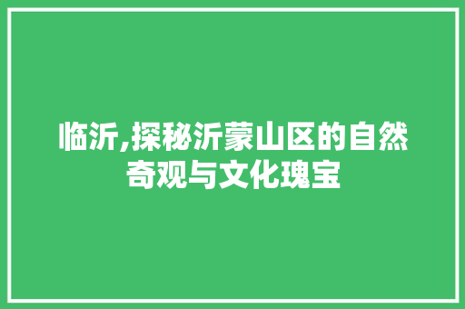 临沂,探秘沂蒙山区的自然奇观与文化瑰宝  第1张