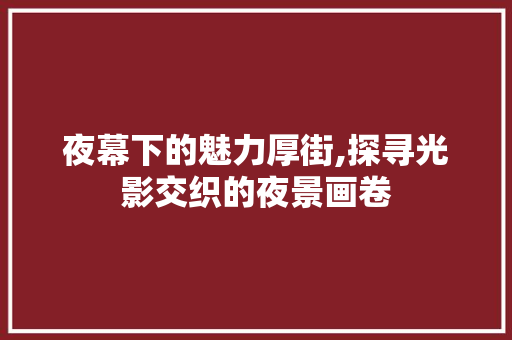 夜幕下的魅力厚街,探寻光影交织的夜景画卷