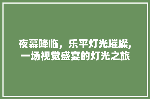 夜幕降临，乐平灯光璀璨,一场视觉盛宴的灯光之旅