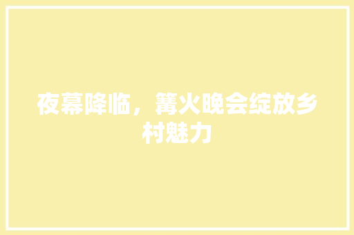 夜幕降临，篝火晚会绽放乡村魅力