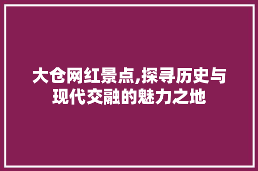 大仓网红景点,探寻历史与现代交融的魅力之地