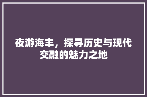 夜游海丰，探寻历史与现代交融的魅力之地