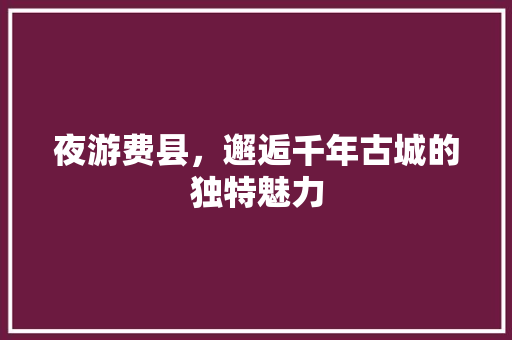 夜游费县，邂逅千年古城的独特魅力