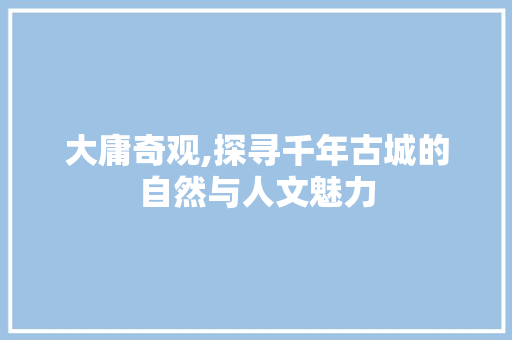 大庸奇观,探寻千年古城的自然与人文魅力