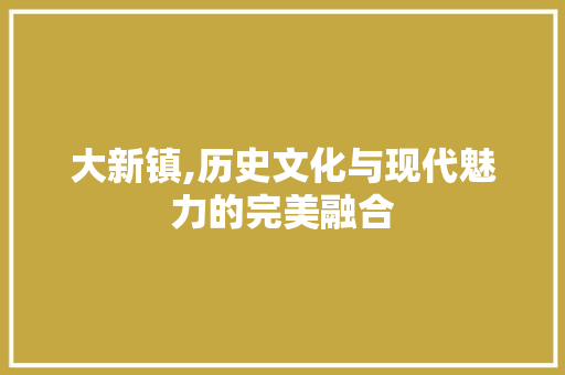 大新镇,历史文化与现代魅力的完美融合