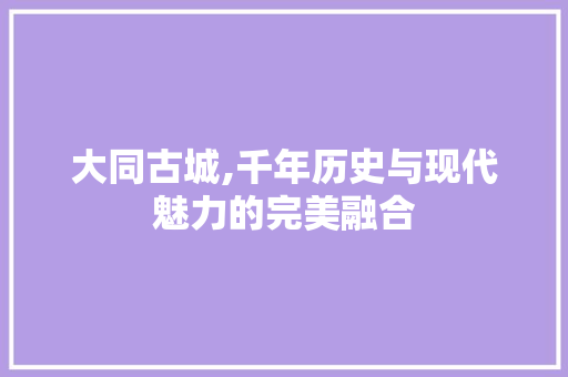 大同古城,千年历史与现代魅力的完美融合