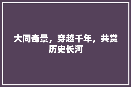 大同奇景，穿越千年，共赏历史长河