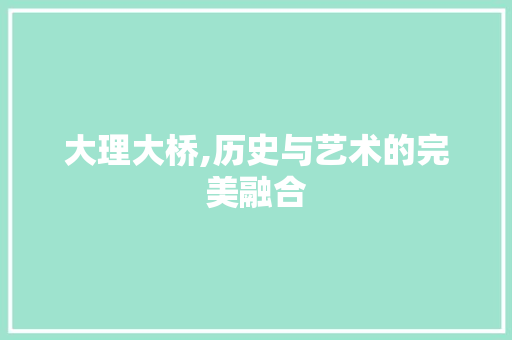 大理大桥,历史与艺术的完美融合