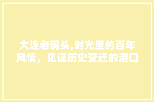 大连老码头,时光里的百年风情，见证历史变迁的港口明珠