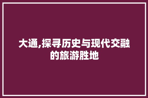 大通,探寻历史与现代交融的旅游胜地