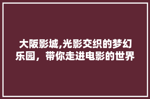 大阪影城,光影交织的梦幻乐园，带你走进电影的世界