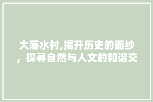 大落水村,揭开历史的面纱，探寻自然与人文的和谐交响