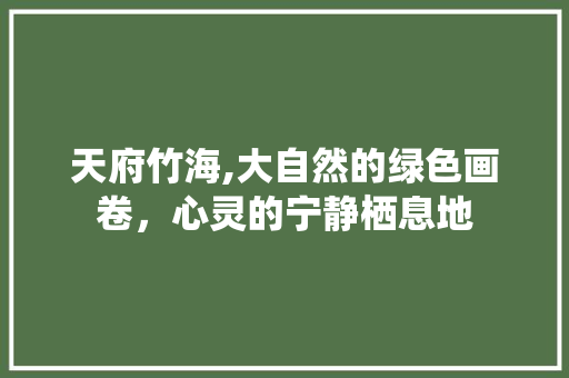 天府竹海,大自然的绿色画卷，心灵的宁静栖息地